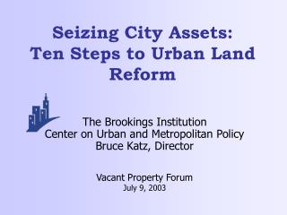 Seizing City Resources: Ten Stages to Urban Area Change