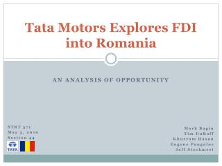 Tata Engines Investigates FDI into Romania