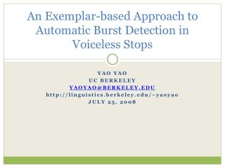 A Model based Way to deal with Programmed Burst Discovery in Voiceless Stops