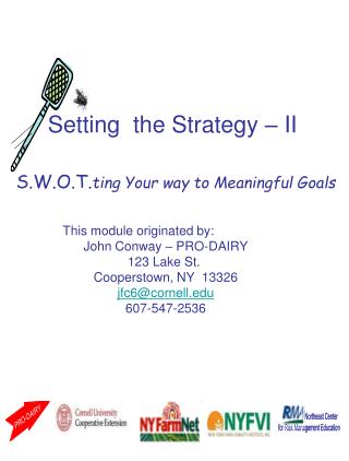 S.W.O.T. ting Your approach to Significant Objectives
