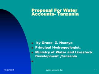 Proposition For Water Accounts-Tanzania