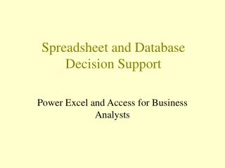 Spreadsheet and Database Choice Backing