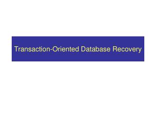 Exchange Arranged Database Recuperation