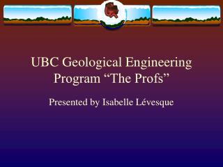 UBC Topographical Building Program "The Profs"