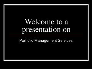 Welcome to a presentation on