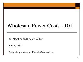 Wholesale Power Costs - 101