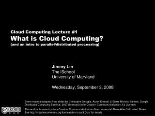 Jimmy Lin The iSchool College of Maryland Wednesday, September 3, 2008