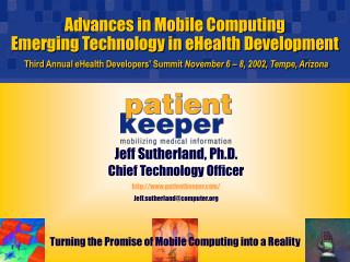 Propels in Portable Registering Rising Innovation in eHealth Advancement Third Yearly eHealth Engineers' Summit November