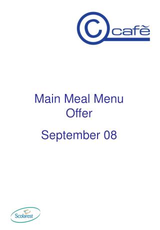 Principle Dinner Menu Offer September 08