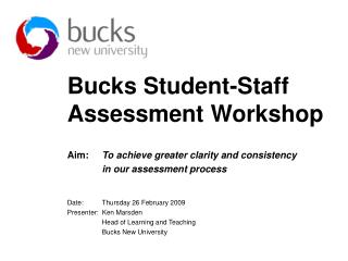 Bucks Understudy Staff Evaluation Workshop