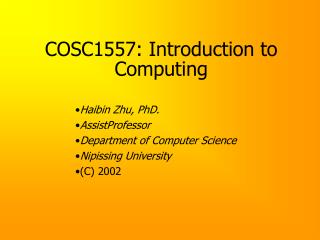 COSC1557: Prologue to Figuring