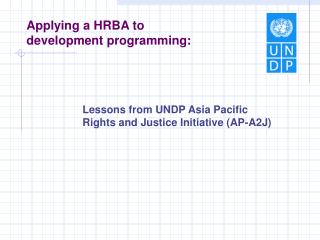 Applying a HRBA to improvement programming :