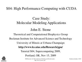 S04: Elite Processing with CUDA Contextual investigation: Atomic Displaying Applications