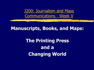 J200: News coverage and Mass Interchanges - Week V
