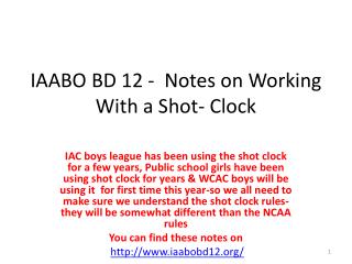 IAABO BD 12 - Notes on Working With a Shot-Clock