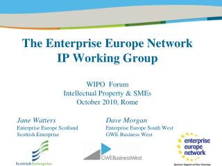 The Undertaking Europe System IP Working Gathering WIPO Discussion Protected innovation and SMEs October 2010, Rome
