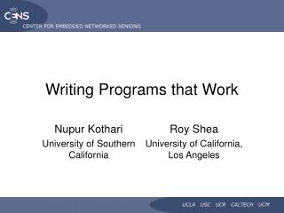 Composing Programs that Work