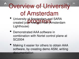 Outline of College of Amsterdam advancement