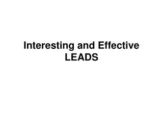 Fascinating and Successful LEADS