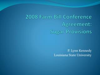 2008 Ranch Charge Meeting Assention: Sugar Procurements