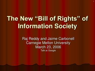 The New "Bill of Rights" of Data Society