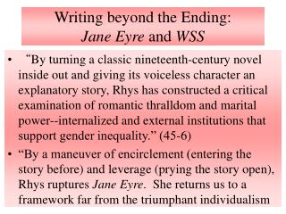  Composing past the Ending: Jane Eyre and WSS 