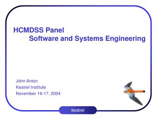  HCMDSS Panel Software and Systems Engineering 