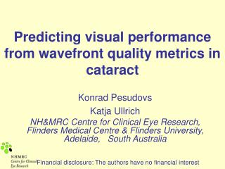  Anticipating visual execution from wavefront quality measurements in waterfall 