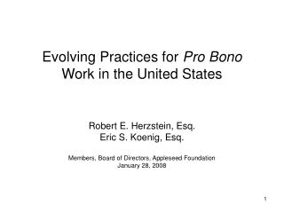  Advancing Practices for Pro Bono Work in the United States 