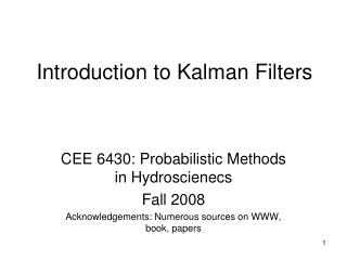  Prologue to Kalman Filters 