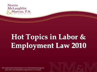  Hotly debated issues in Labor Employment Law 2010 