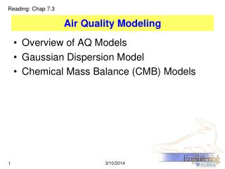  Air Quality Modeling 