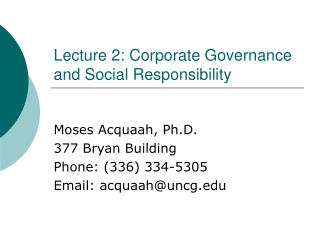  Address 2: Corporate Governance and Social Responsibility 