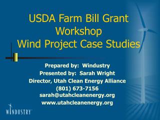  USDA Farm Bill Grant Workshop Wind Project Case Studies 