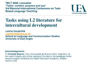  Assignments utilizing L2 writing for intercultural improvement Leticia Goodchild l.goodchilduea.ac.uk School of Languag