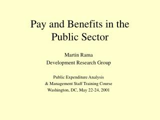  Pay and Benefits in the Public Sector 