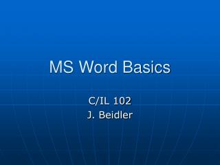  MS Word Basics 