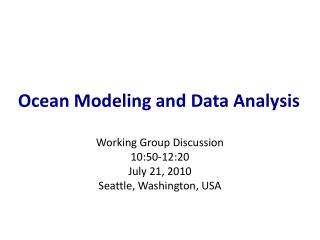  Sea Modeling and Data Analysis 