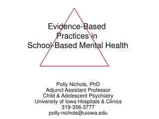  Confirmation Based Practices in School-Based Mental Health 