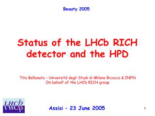  Status of the LHCb RICH identifier and the HPD 
