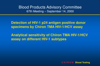  Blood Products Advisory Committee 67th Meeting September 14, 2000 