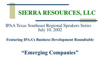  SIERRA RESOURCES, LLC 