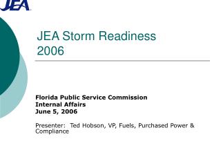  JEA Storm Readiness 2006 