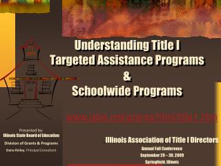  Comprehension Title I Targeted Assistance Programs Schoolwide Programs 