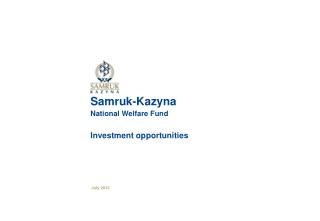  Samruk-Kazyna National Welfare Fund Investment opportunities 