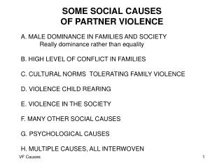  SOME SOCIAL CAUSES OF PARTNER VIOLENCE 