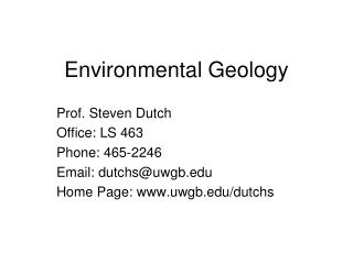 Ecological Geology 
