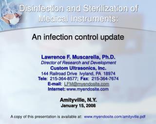  Cleansing and Sterilization of Medical Instruments: 