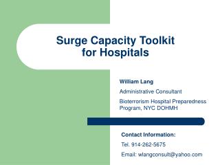  Surge Capacity Toolkit for Hospitals 