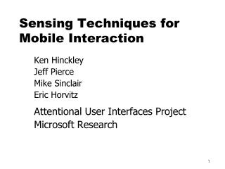  Detecting Techniques for Mobile Interaction 